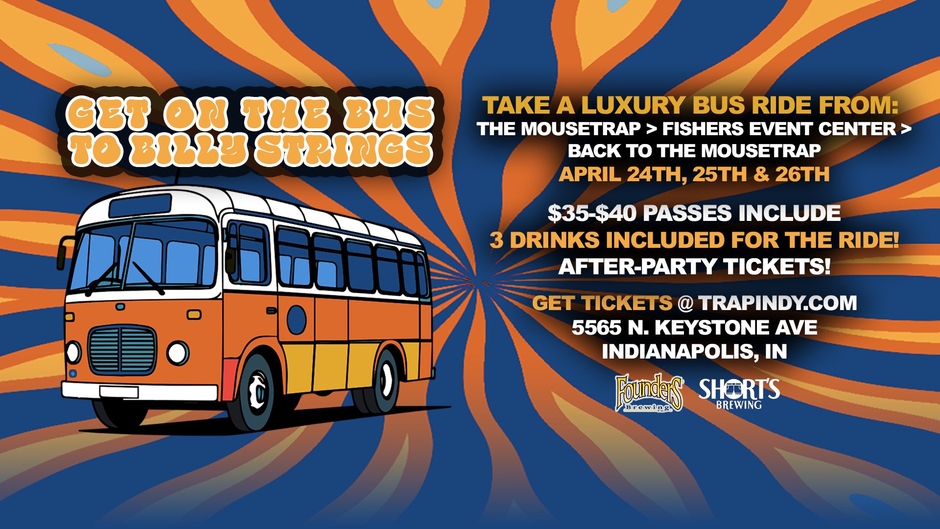 Luxury Bus Ride to Billy Strings + After Party Tickets + Beverages - Friday, August 7th